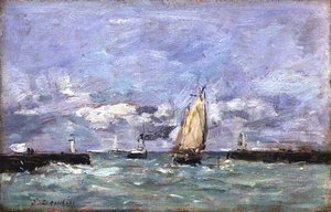 Trouville, kolem 1885-90 (olej na panelu) od Eugene Louis Boudin