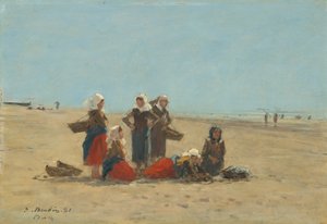 Ženy na pláži v Berck, 1881. od Eugene Louis Boudin