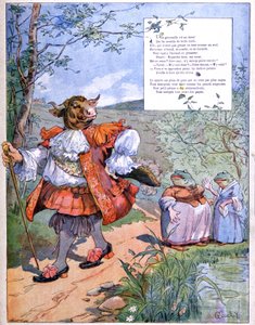 Žába, která se chtěla stát velkou jako vůl, c. 1900 (rytina) od Eugene Louis Gillot