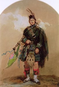 Piper of the 79th Highlanders v Chobham Camp v roce 1853 od Eugene Louis Lami