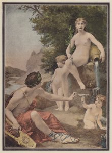 Básník a fontána (barva lito) od Eugene Romain Thirion