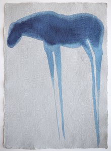 Modrý kůň2, 2023 (pigment, ruční papír)