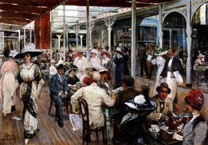 Terasa kavárny, Mar del Plata, Argentina, 1912 od Eugenio Alvarez Dumont