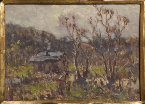 Farma (olej a tempera na papíře)