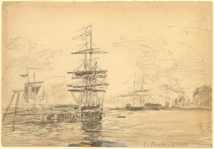 Lodě v přístavu od Eugène Boudin