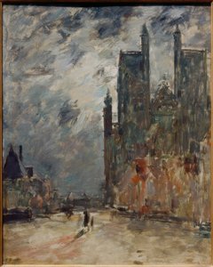 Abbeville Collegiate Church v noci od Eugene Louis Boudin