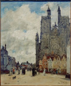Ulice Saint-Vulfran a kostel od Eugene Louis Boudin