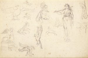 Studie na zvířatech a obrázcích od Eugène Delacroix