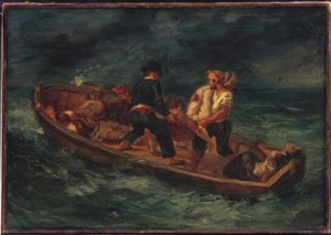 Loď s trosečníky od Ferdinand Victor Eugene Delacroix