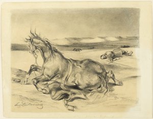 Padlý kůň a mrtvý rytíř od Eugène Delacroix