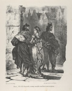 Faust se snaží svést Markétu Goethovou, Faust, 1825-27., 1825-27. od Eugène Delacroix