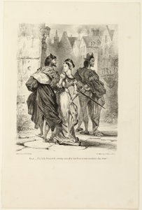 Faust se snaží svést Markétu od Fausta od Eugène Delacroix