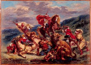 Francouzsky: Chasse au lion od Eugène Delacroix