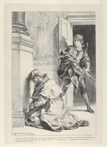 Hamlet se pokouší zabít krále, 1834-43., 1834-43. od Eugène Delacroix