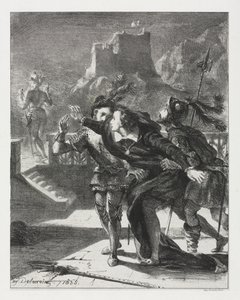 Hamlet: Hamlet spěchá následovat ducha svého otce od Eugène Delacroix