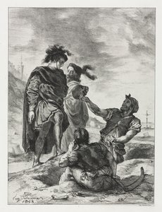Hamlet: Hamlet a Horatio s kopači hrobů od Eugène Delacroix
