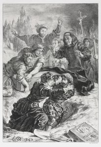 Hamlet: Hamlet a Laertes v hrobě Ofélie od Eugène Delacroix