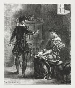 Hamlet: Hamlet a Ofélie od Eugène Delacroix