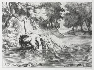 Hamlet: Smrt Ofélie, 1843. od Eugène Delacroix