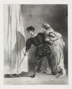 Hamlet: Vražda Polonia od Eugène Delacroix