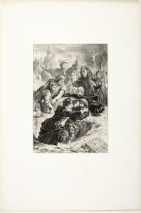 Hamlet a Laertes v Oféliině hrobě od Eugène Delacroix