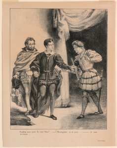 Ilustrace k Hamletovi: Hamlet a Guildenstern (III,2) od Eugène Delacroix