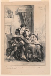 Ilustrace k Hamletovi: Hamlet a královna (III,4) od Eugène Delacroix