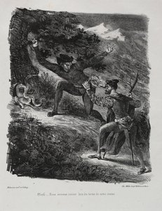 Ilustrace k Faustovi: Faust a Méphistophélés v horách Hartz od Eugène Delacroix