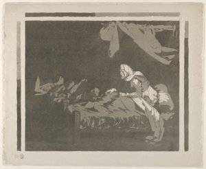 Interiér vojenské nemocnice, 1828 nebo dříve., 1828 nebo dříve. od Eugène Delacroix