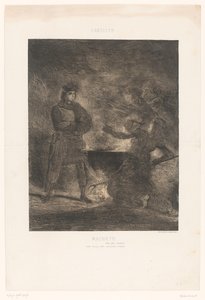 Macbeth se radí se třemi čarodějnicemi Macbeth (název na objektu) od Eugène Delacroix