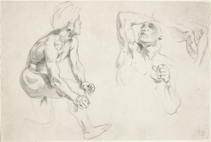 Mužský akt pózující pro postavy ve Frize de la Guerre, c. 1835. od Eugène Delacroix