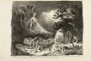 Markétčin duch zjevující se Faustovi, z knihy Faust od Eugène Delacroix