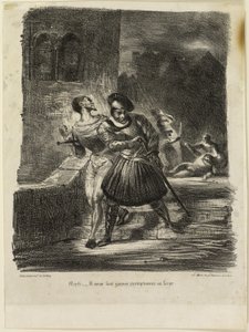 Mefistofeles a Faust prchají po Duelu od Eugène Delacroix