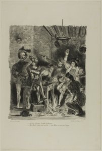 Mefistofeles ve studentském hostinci, z filmu Faust od Eugène Delacroix