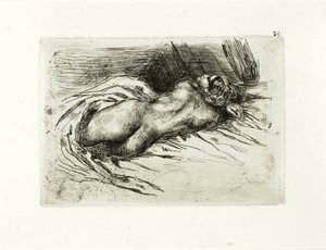 Ležící akt, pohled zezadu od Eugène Delacroix