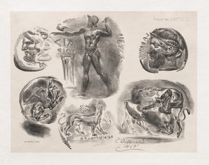 List šesti starožitných mincí od Eugène Delacroix