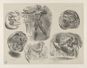 Studie o šesti řeckých mincích, 1825., 1825. od Eugène Delacroix