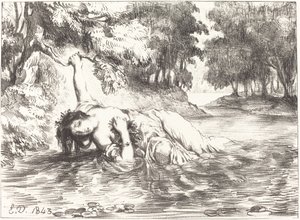 The Death of Ofhelia Act IV, Scéna VII, 1843. od Eugène Delacroix