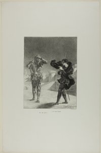 Duch na nástupišti, deska 3 z Hamleta od Eugène Delacroix