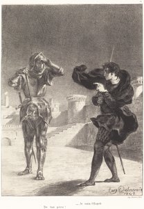 The Ghost on the Terrace Act I, Scéna V, 1843. od Eugène Delacroix