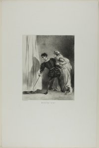 Vražda Polonia, deska 9 z Hamleta od Eugène Delacroix