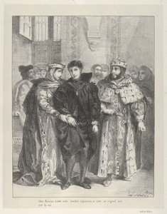 Královna se snaží utěšit Hamleta, 1834., 1834. od Eugène Delacroix