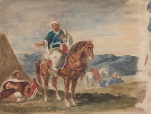 Tři arabští jezdci v táboře, 1832-37. od Eugène Delacroix