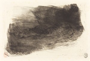 Tygr spí u vchodu do svého doupěte od Eugène Delacroix