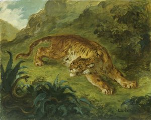 Tygr a had, 1854-1858. od Eugène Delacroix