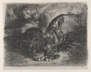 Divoký kůň poražený tygrem, 1828., 1828. od Eugène Delacroix