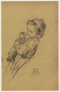 Portrét Stéphania Maria Anna Isabella de Block-Loor, stojící s panenkou