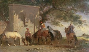 Arabové napájející koně, cca 1865-75 od Eugène Fromentin
