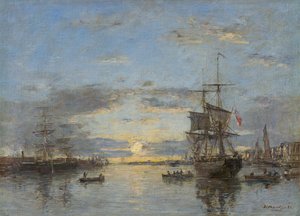 Německy: Le Havre. Vnější přístav při západu slunce Le Havre: Vnější přístav při západu slunce od Eugene Louis Boudin