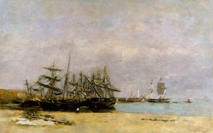Portrieux - Uvízlé lodě od Eugene Louis Boudin